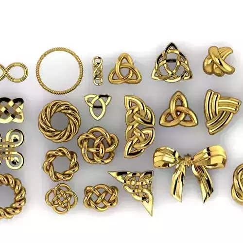 Lot Various Jewelry findings Celtic Knot Wire Rope  3D print model