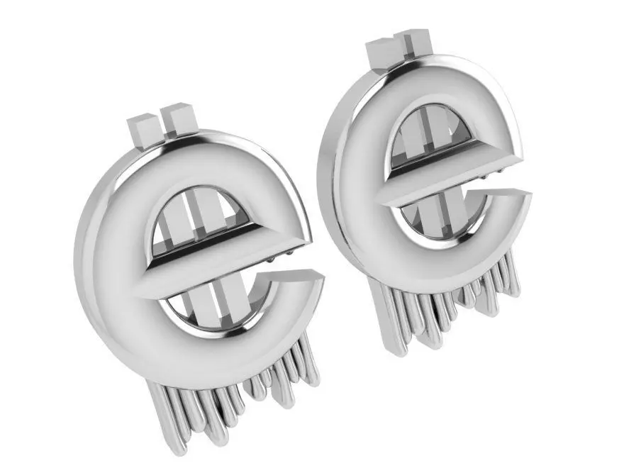E Letter Earrings 3822 3D print model_0