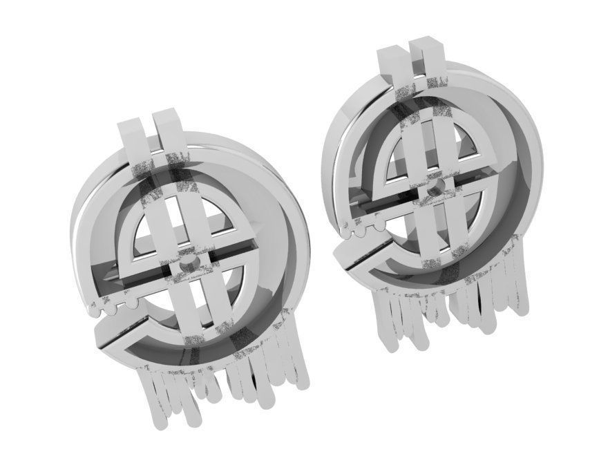 E Letter Earrings 3822 3D print model_3