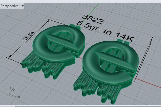 E Letter Earrings 3822 3D print model_7