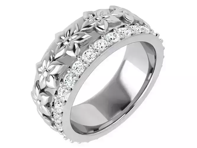 Floral Ring With Diamonds 3824