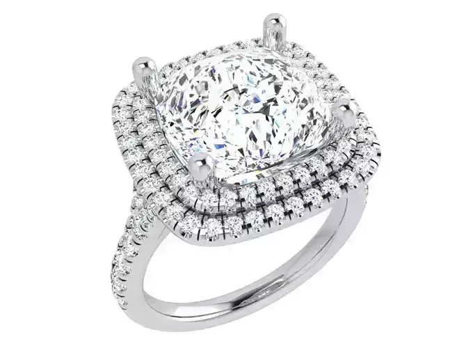 Cushion Double Halo Ring 3825