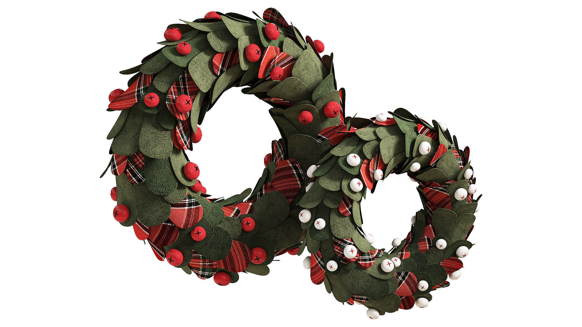 Craft Christmas wreaths Set  3D model_2