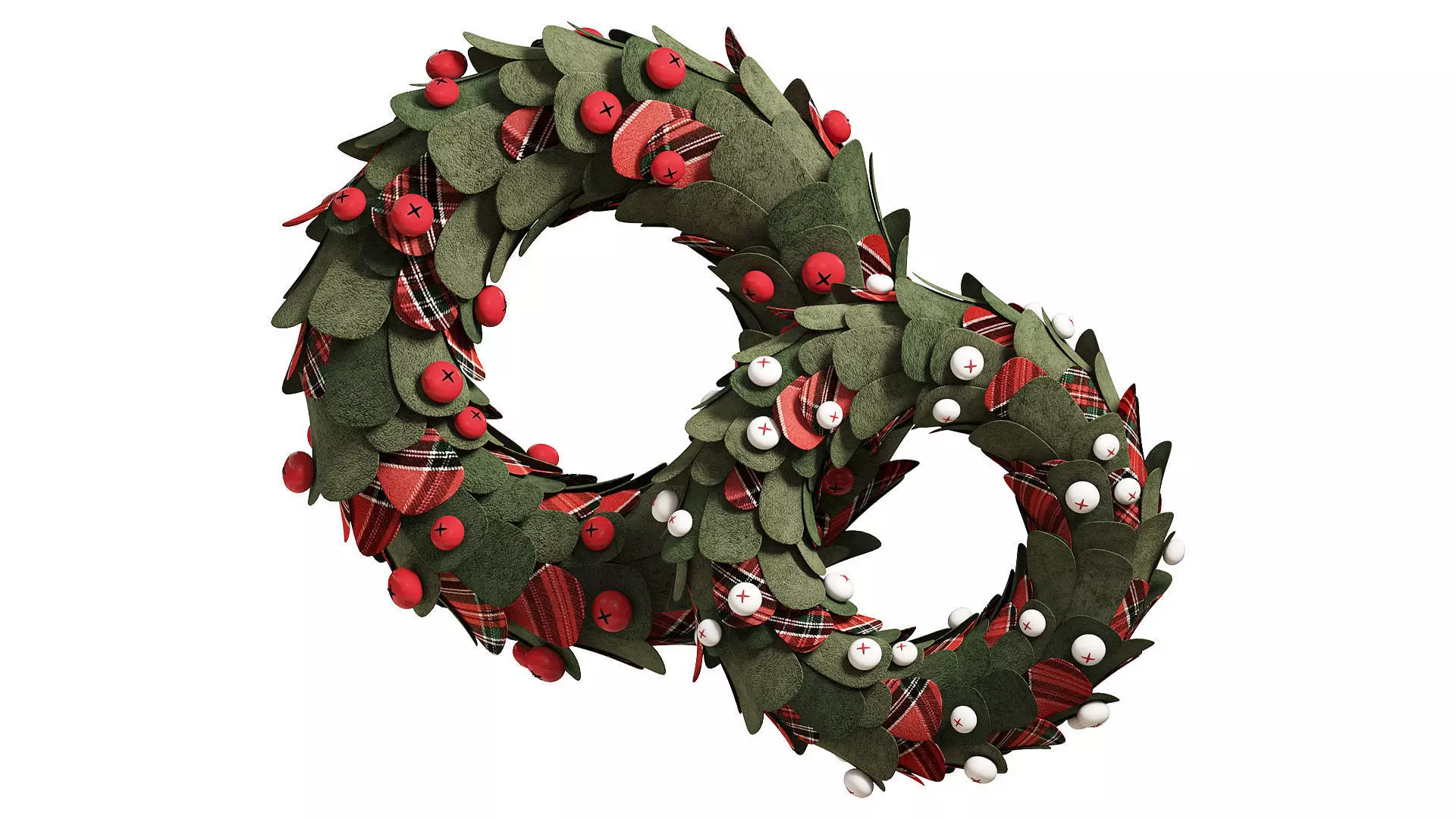 Craft Christmas wreaths Set  3D model_0