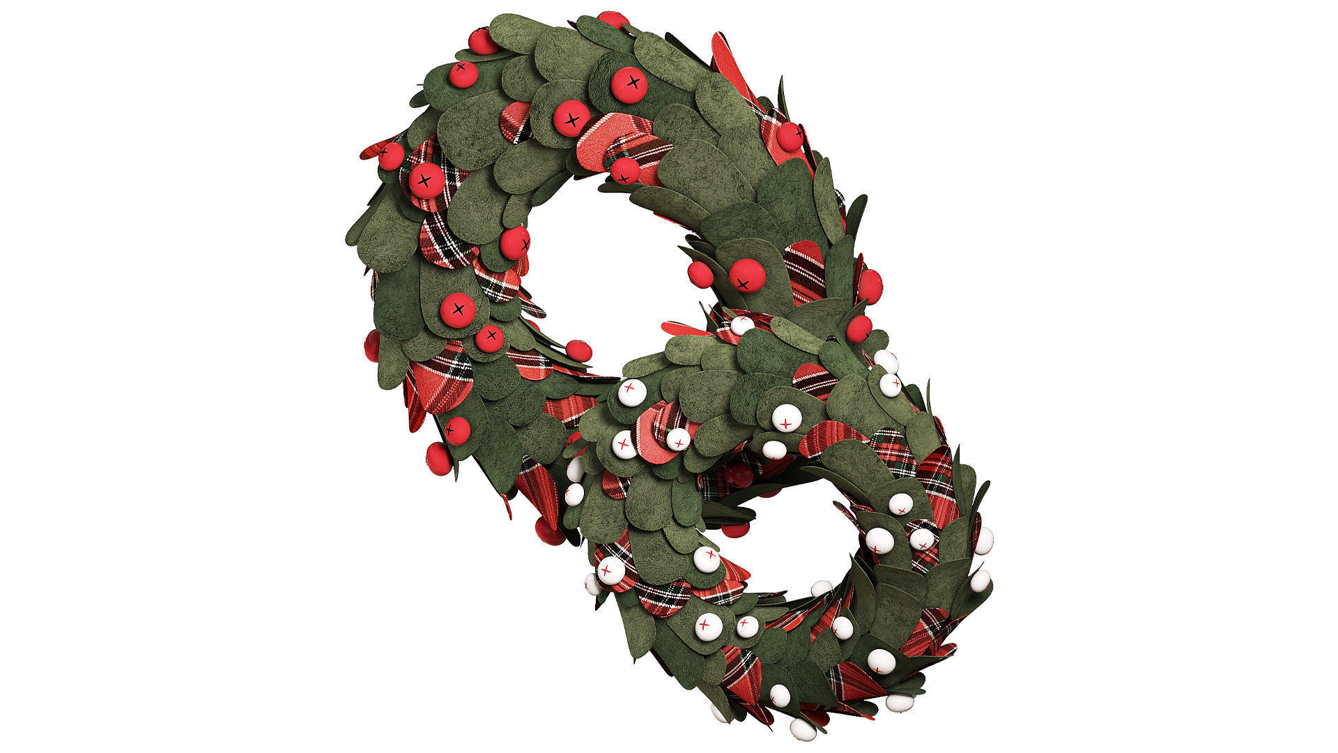 Craft Christmas wreaths Set  3D model_1