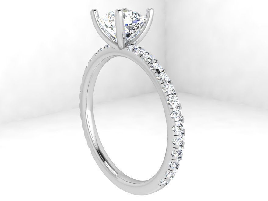 Peg Setting Cushion Cut Diamond Ring 3828 3D print model_2