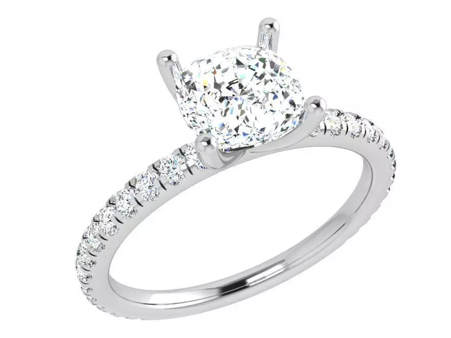 Peg Setting Cushion Cut Diamond Ring 3828 3D print model_0