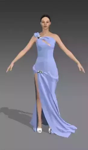 One shoulder baby blue color dress panel