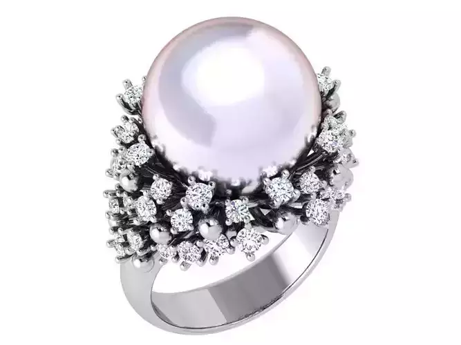 Round Cabochon Ring With Diamonds 3843