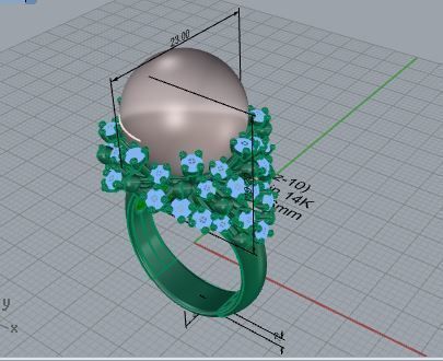 Round Cabochon Ring With Diamonds 3843 3D print model_7