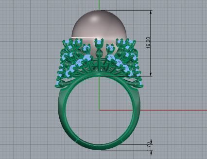 Round Cabochon Ring With Diamonds 3843 3D print model_5