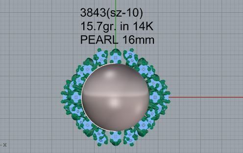 Round Cabochon Ring With Diamonds 3843 3D print model_4