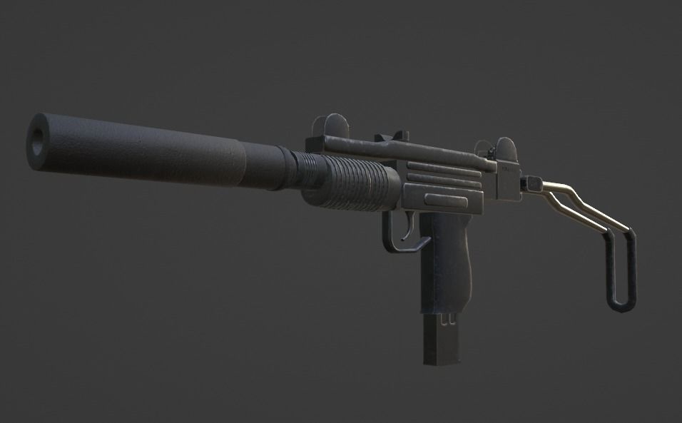 Mini UZI Suppressed Model Low-poly 3D model_5