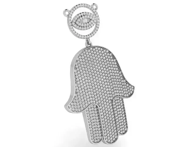Hamsa Hand French Pave Pendant 3850