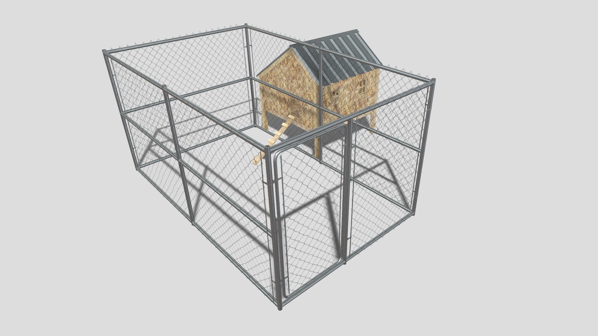 Chicken coop Low-poly 3D model_5