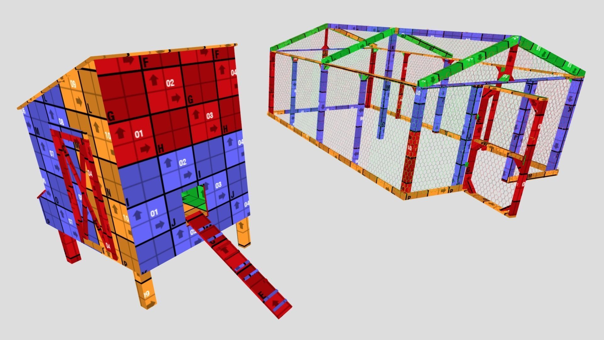 Chicken coop Low-poly 3D model_28