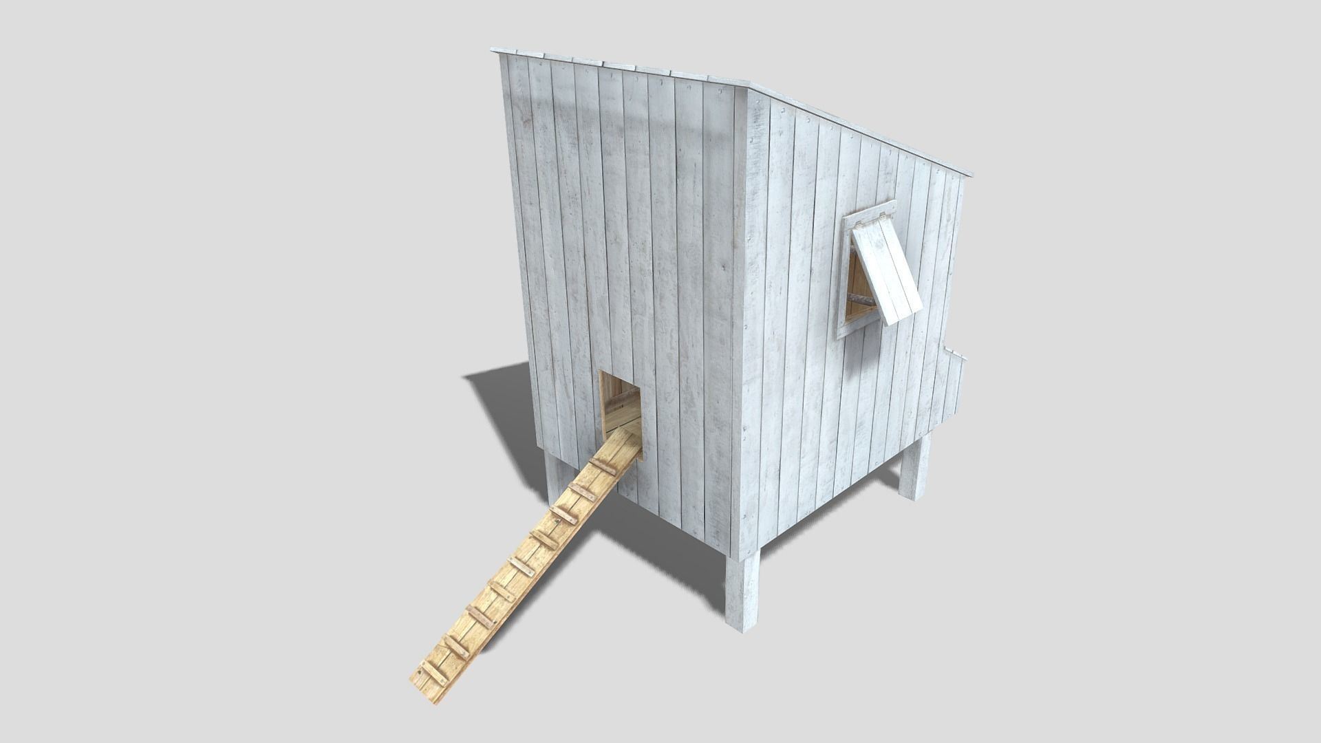 Chicken coop Low-poly 3D model_9