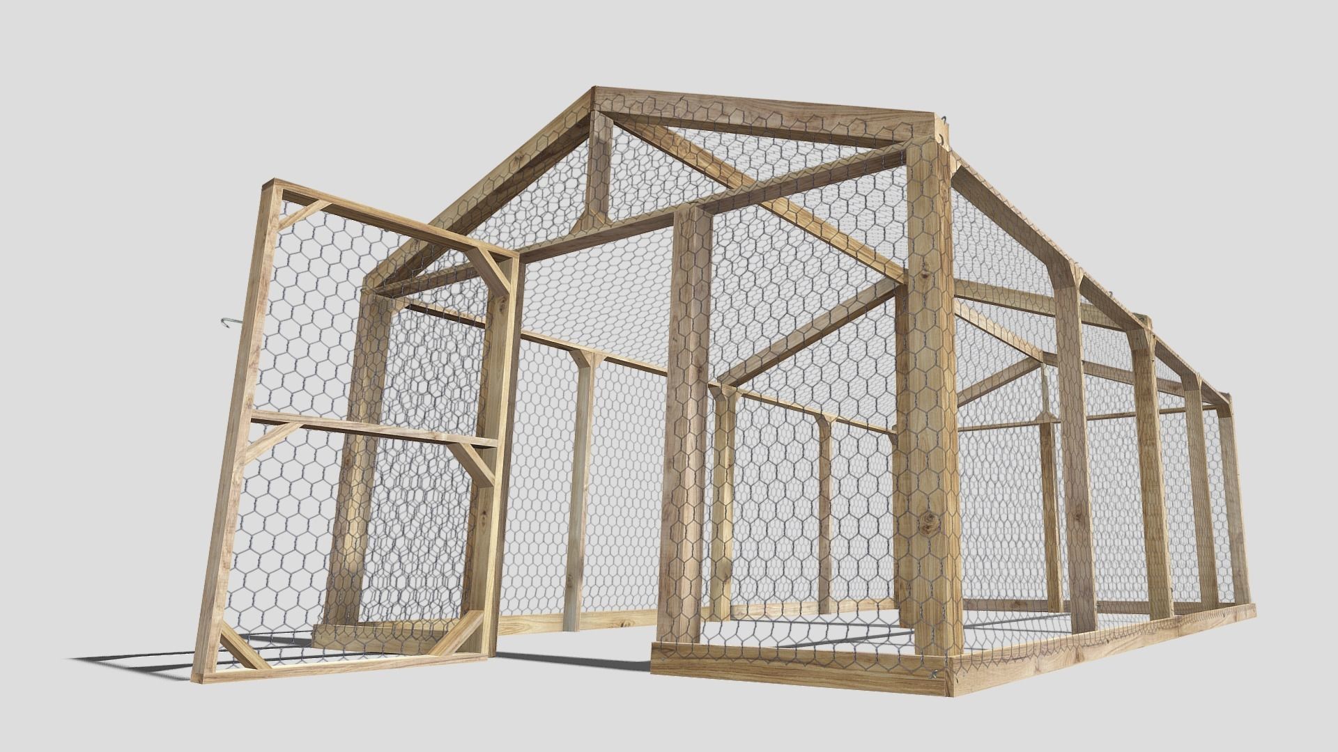 Chicken coop Low-poly 3D model_14