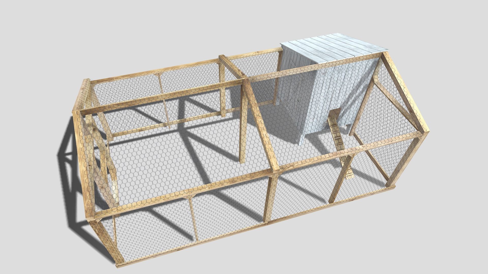 Chicken coop Low-poly 3D model_4