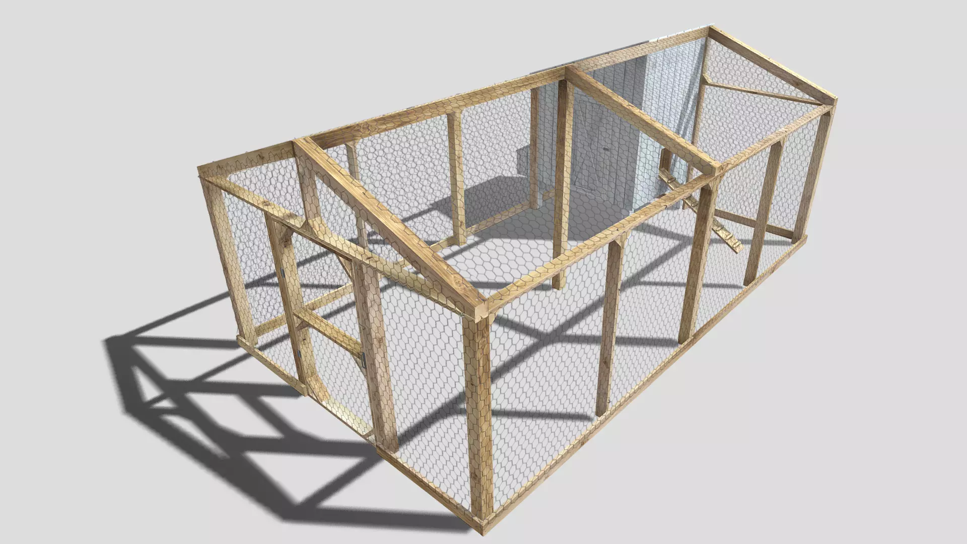 Chicken coop Low-poly 3D model_0