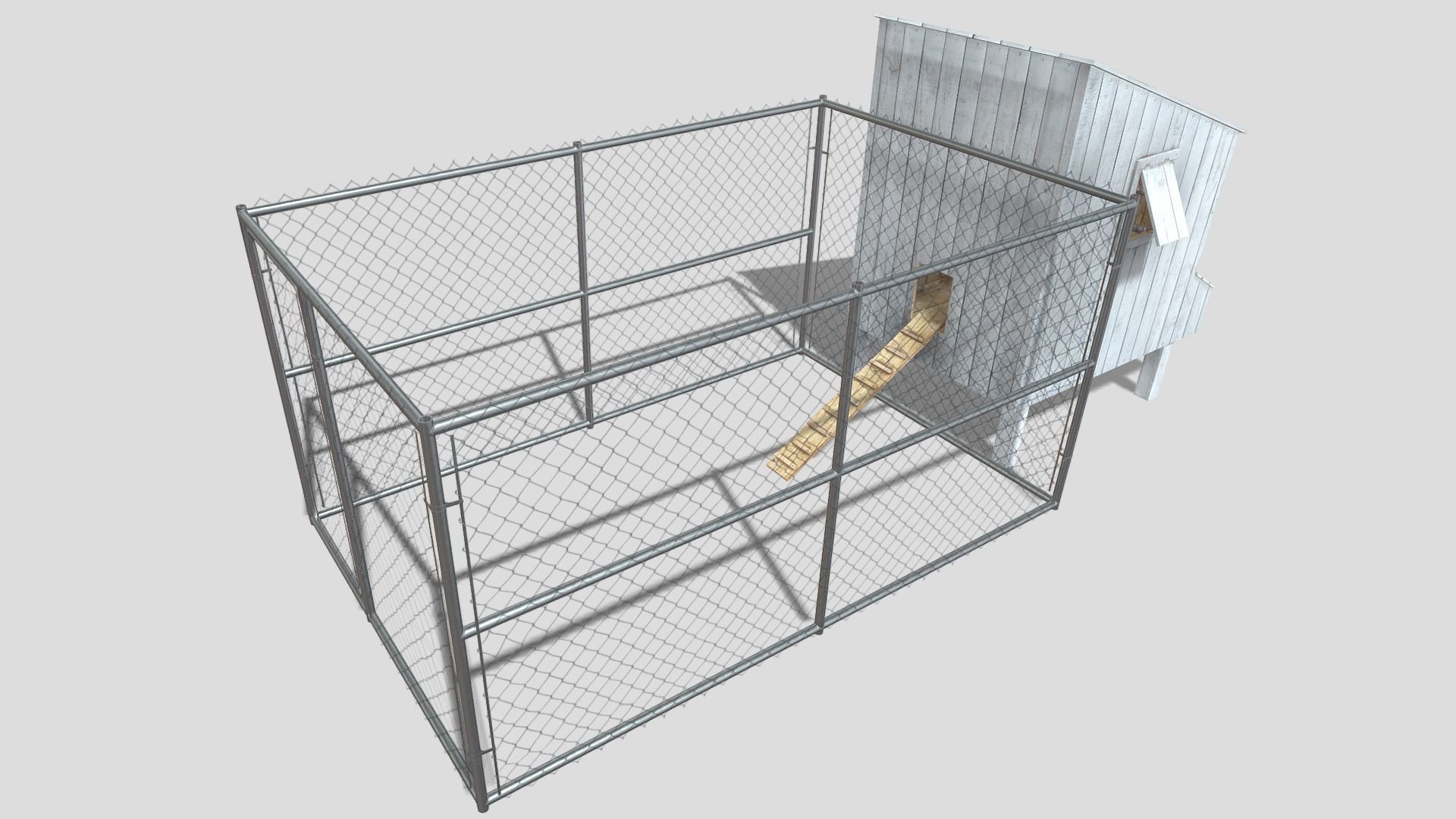 Chicken coop Low-poly 3D model_6