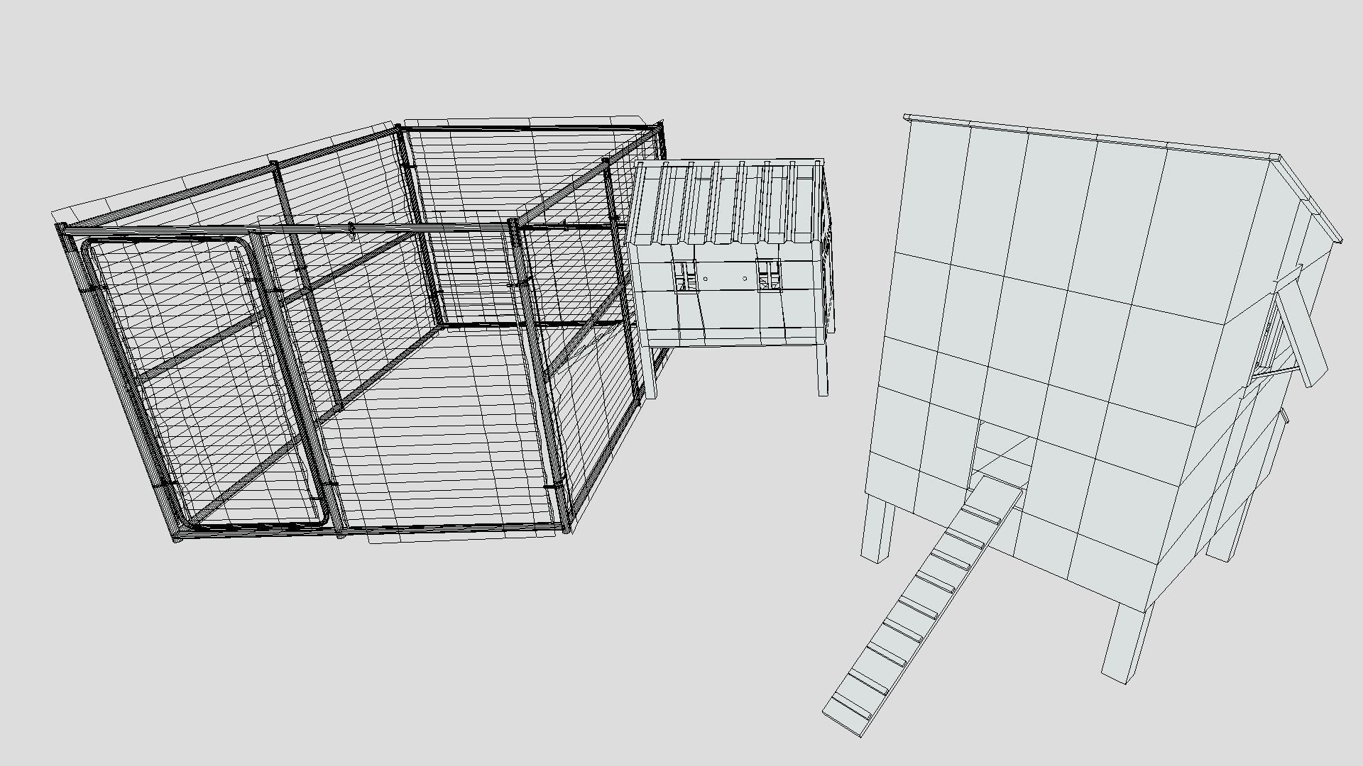 Chicken coop Low-poly 3D model_26
