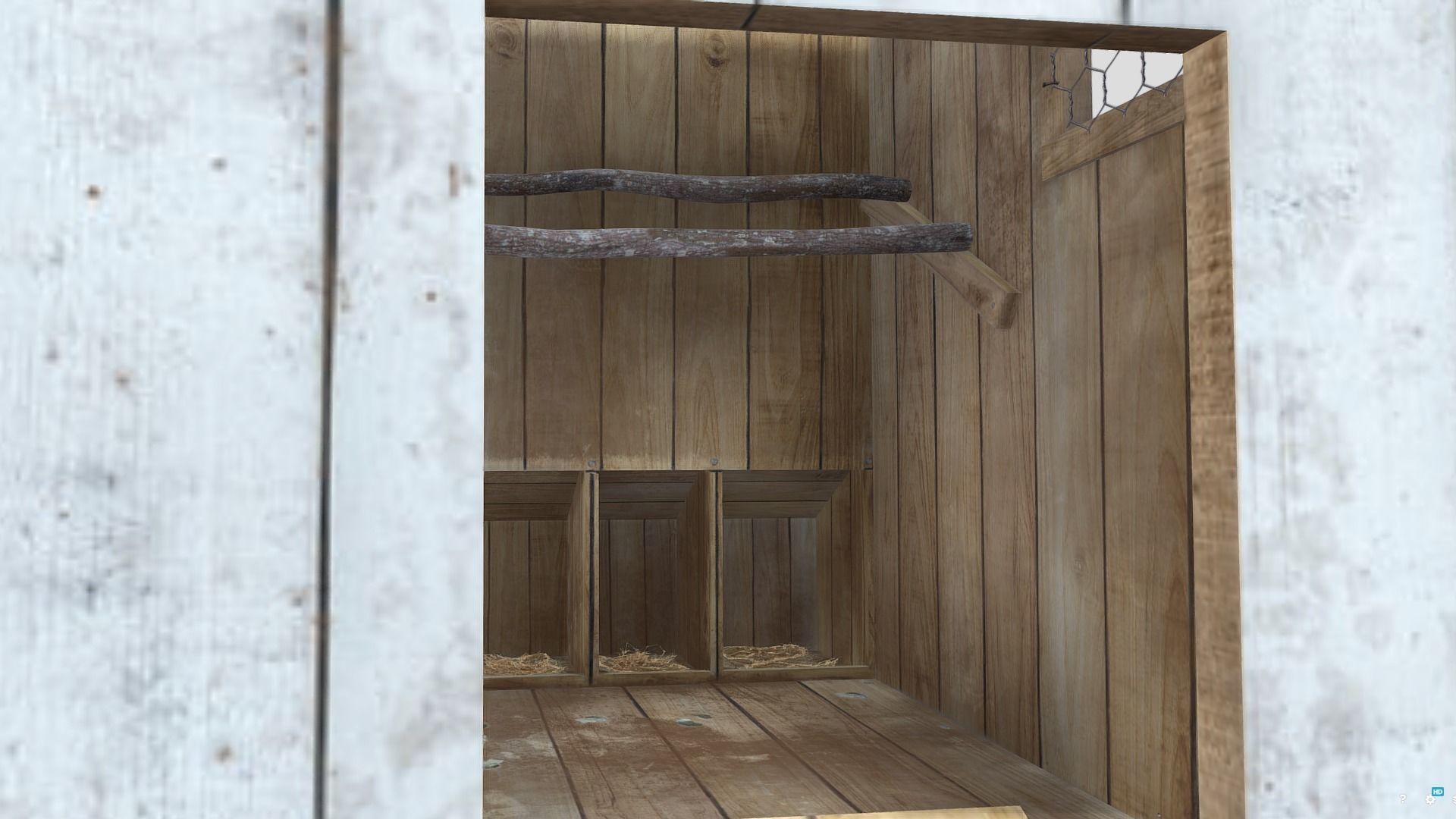 Chicken coop Low-poly 3D model_10