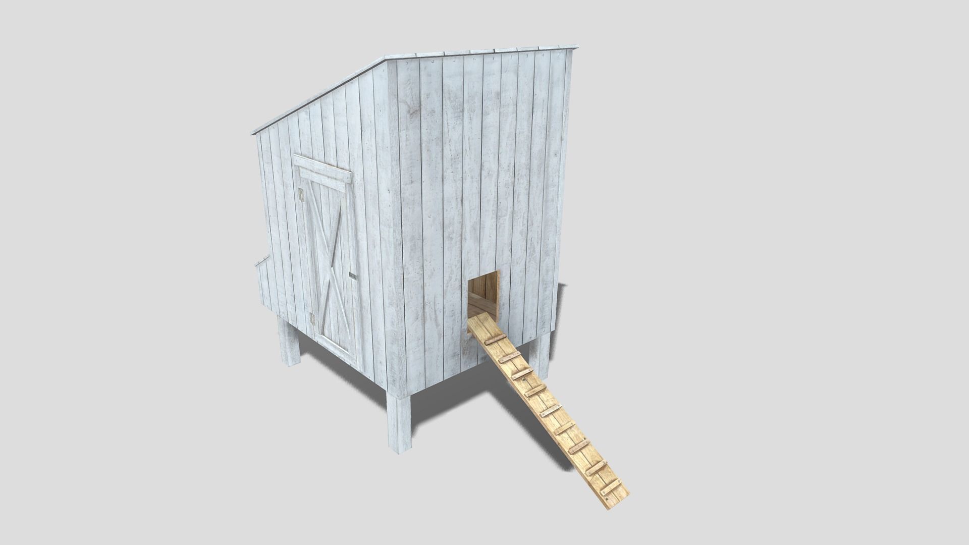 Chicken coop Low-poly 3D model_8