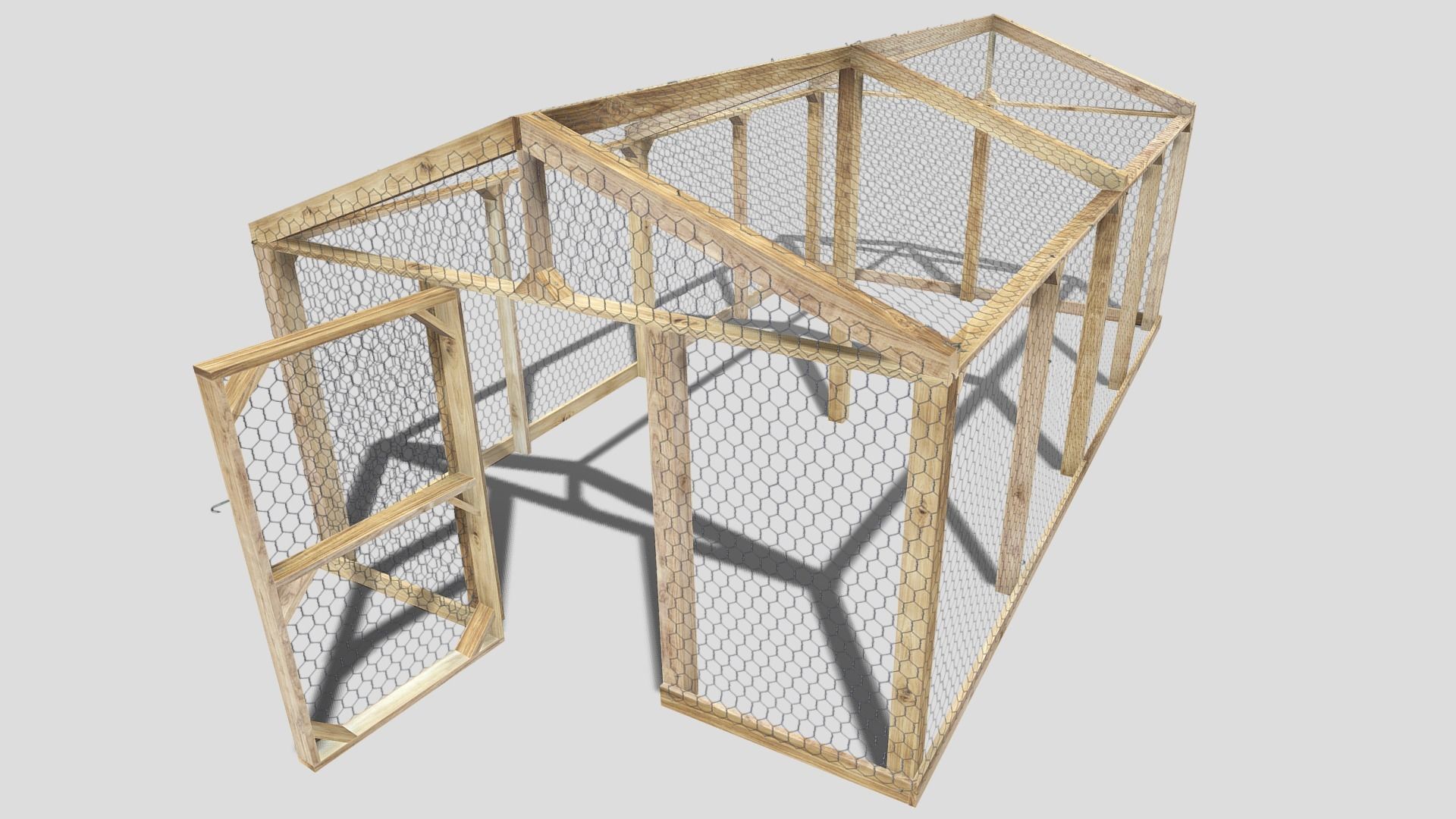 Chicken coop Low-poly 3D model_13