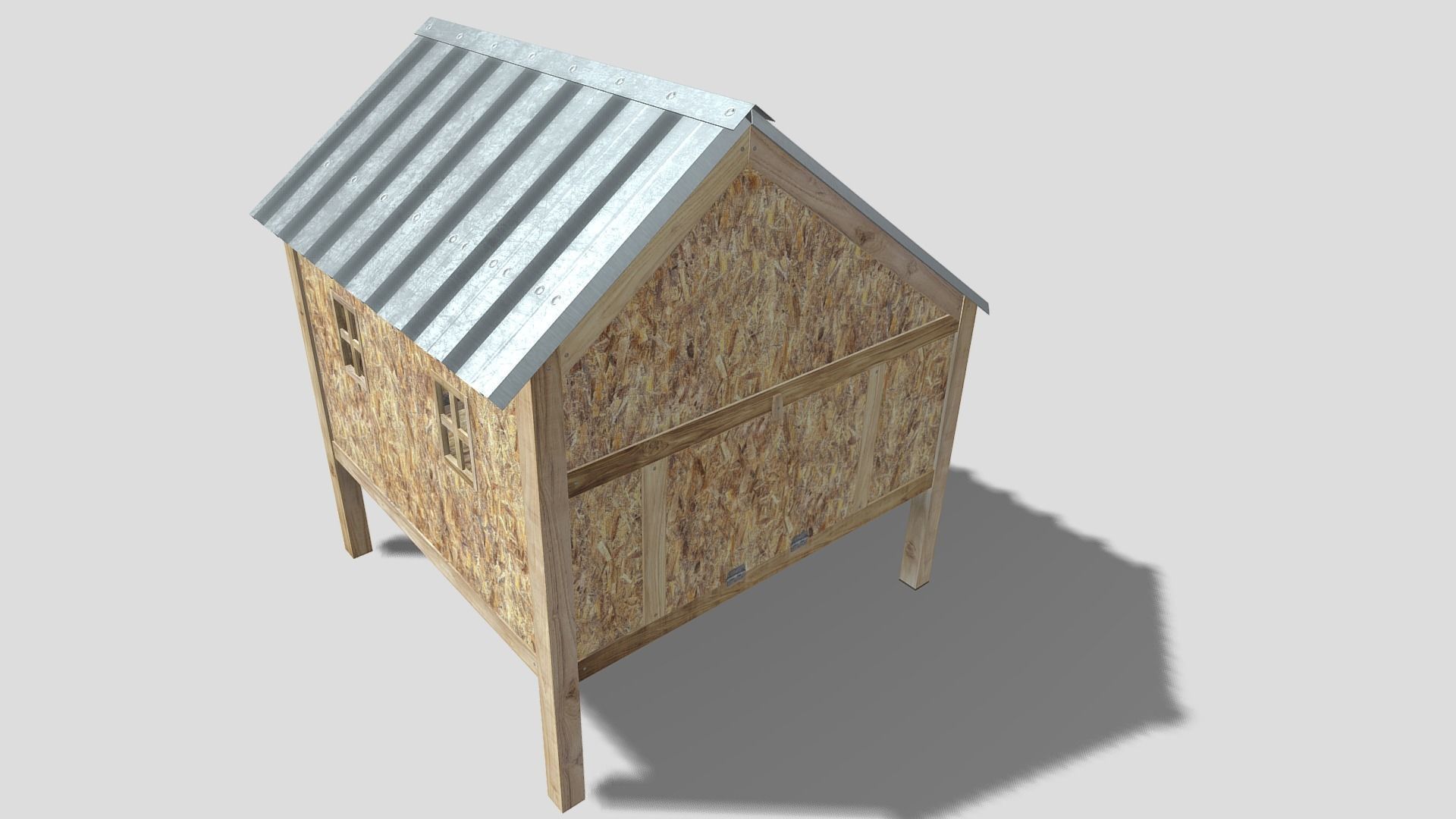 Chicken coop Low-poly 3D model_12