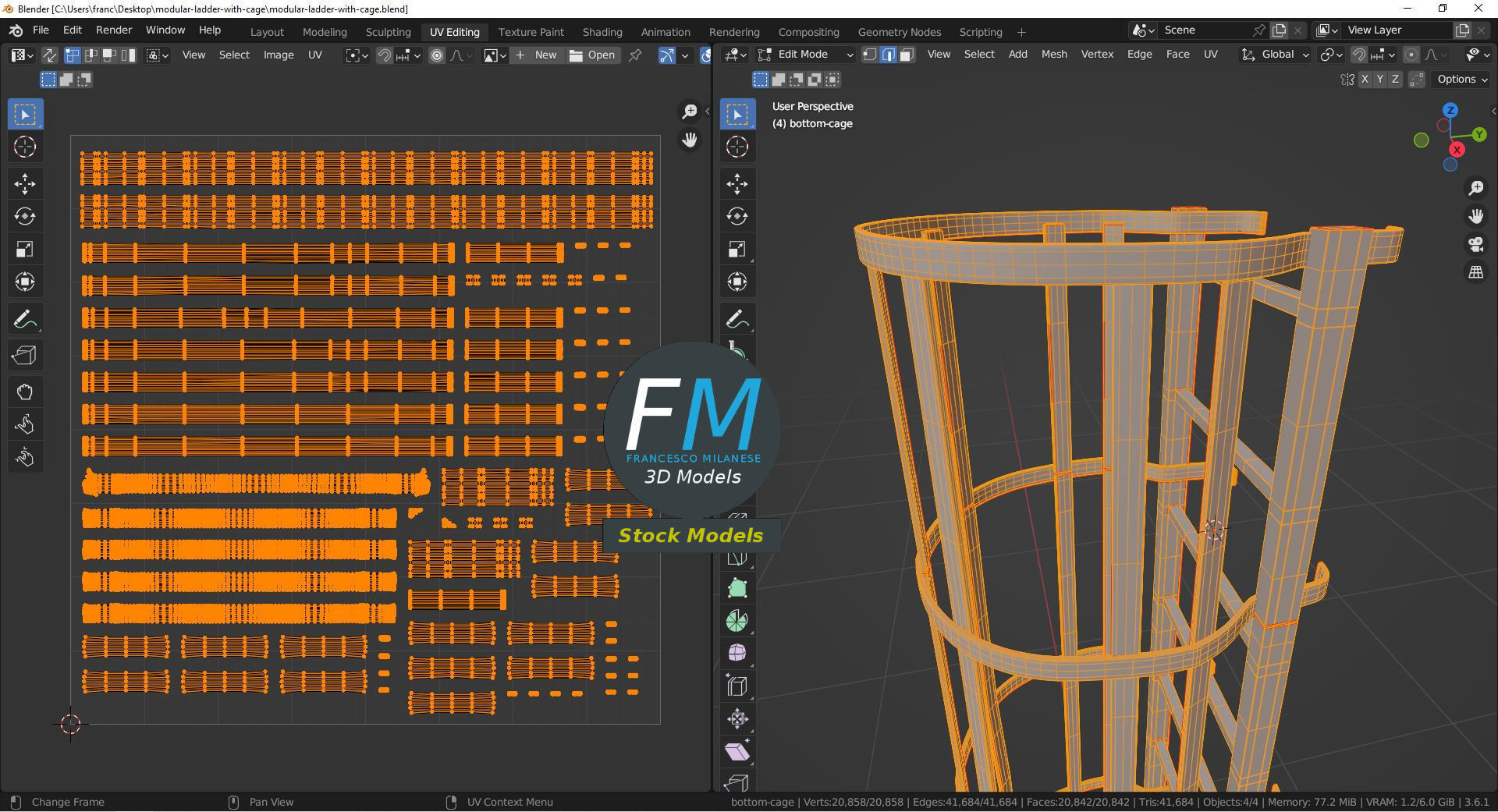 Modular ladder with cage 3D model_10