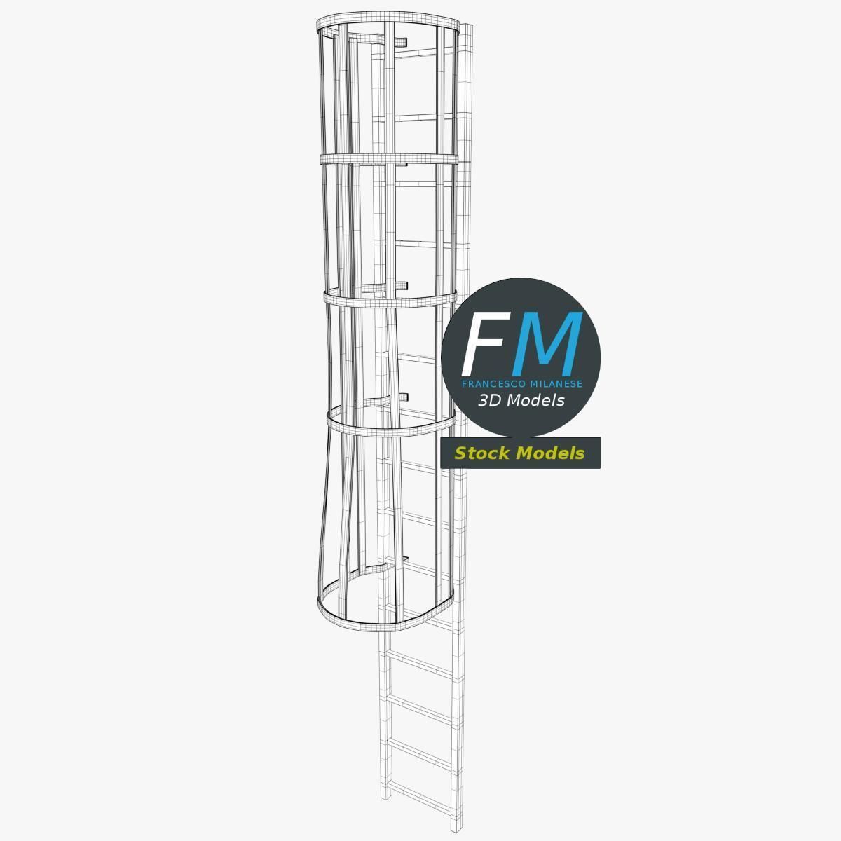 Modular ladder with cage 3D model_7