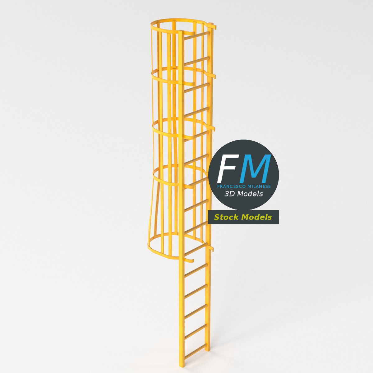 Modular ladder with cage 3D model_5