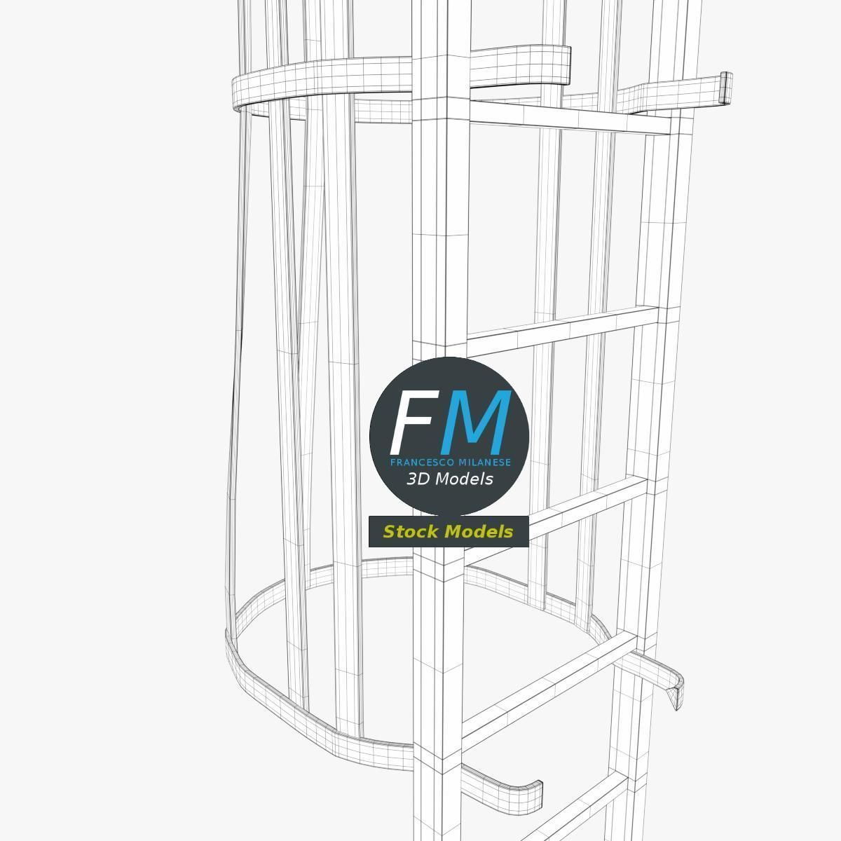 Modular ladder with cage 3D model_8