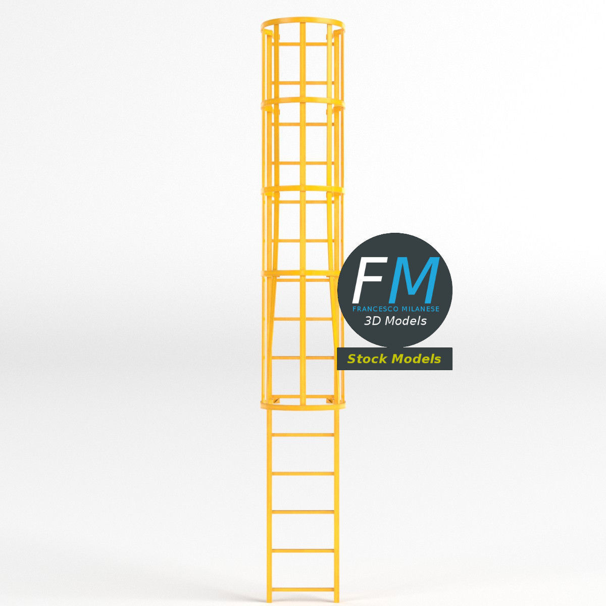 Modular ladder with cage 3D model_3