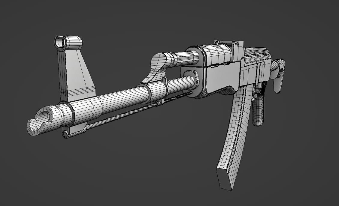 Ak47 high quality weapon model Low-poly 3D model_3