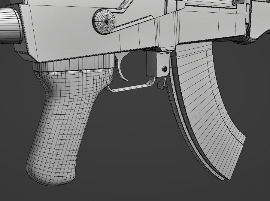 Ak47 high quality weapon model Low-poly 3D model_4