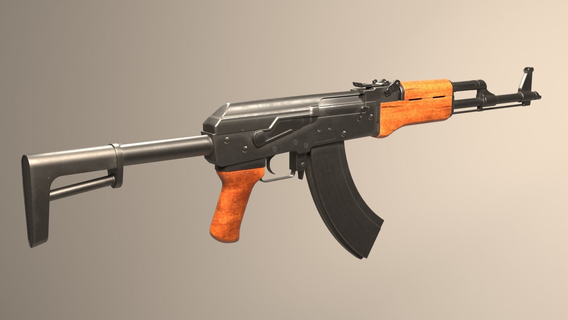 Ak47 high quality weapon model Low-poly 3D model_2