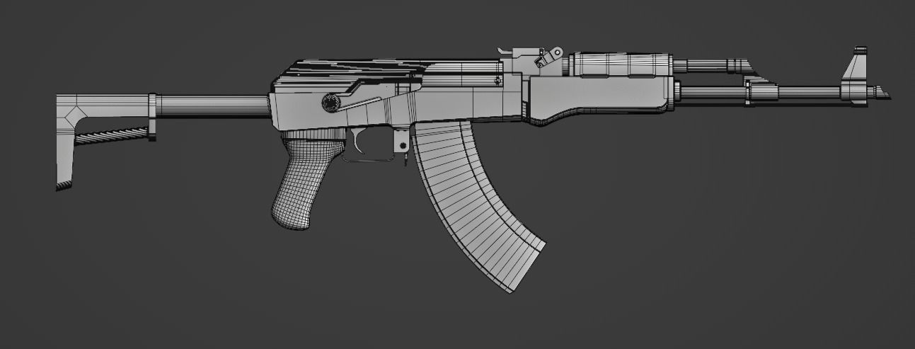 Ak47 high quality weapon model Low-poly 3D model_6