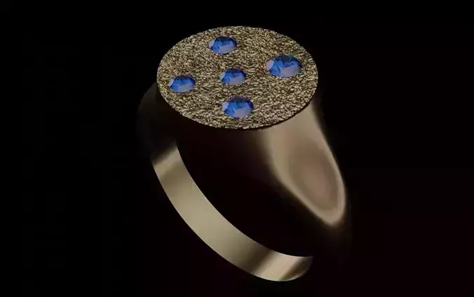 diamond random scatter signet pinky ring US size 9