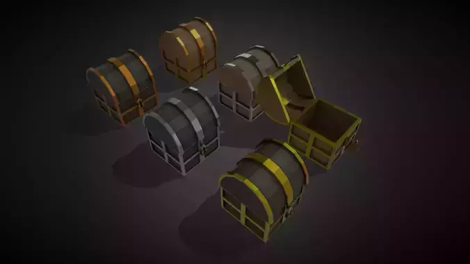 Low Poly Chests Bronze SIlver and Gold pack