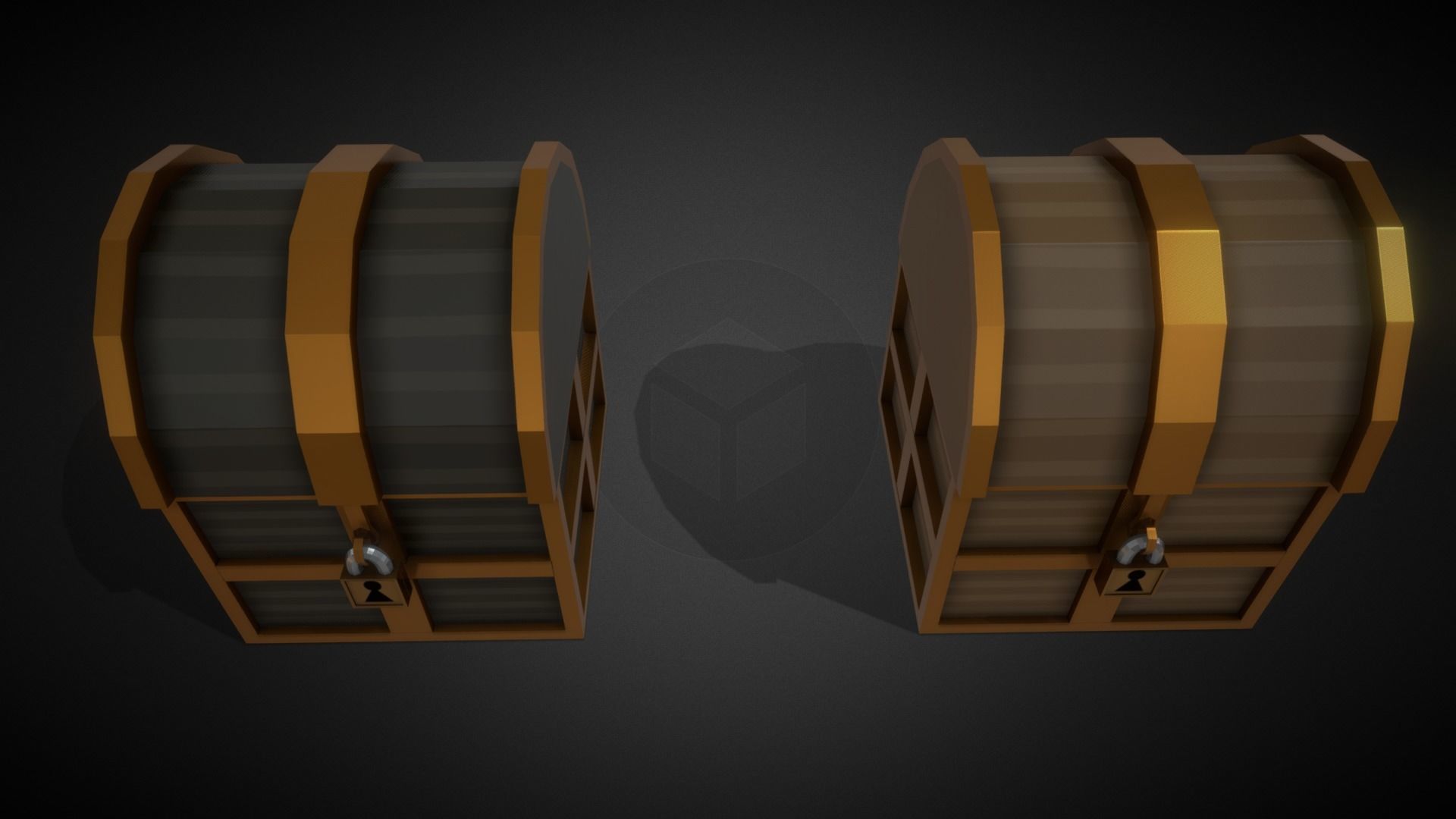 Low Poly Chests Bronze SIlver and Gold pack Low-poly 3D model_12
