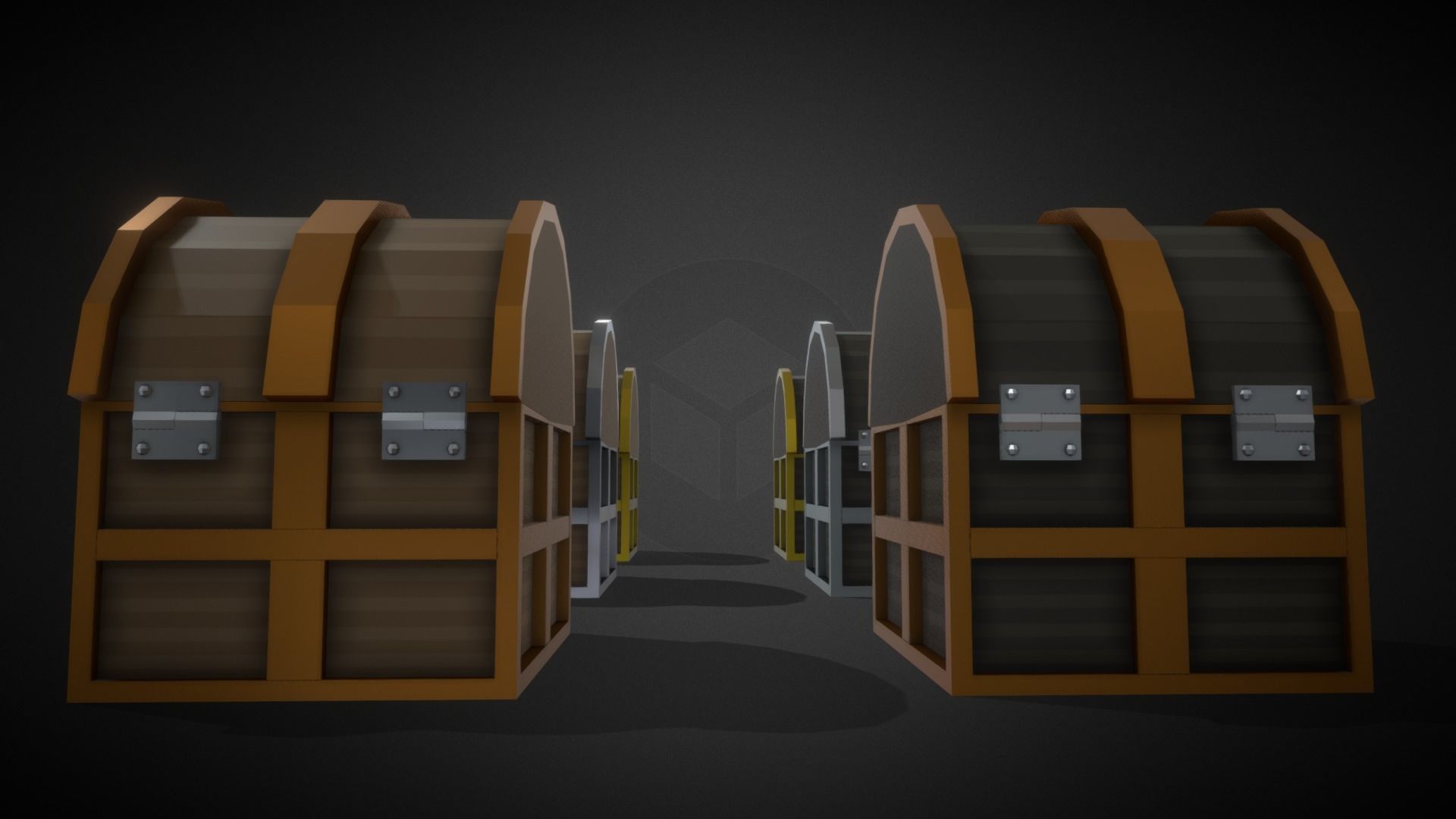 Low Poly Chests Bronze SIlver and Gold pack Low-poly 3D model_3