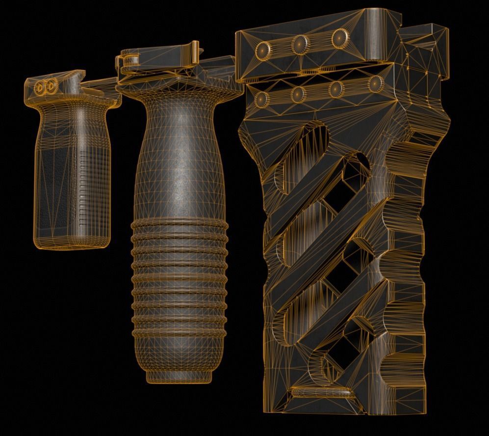 Weapon Foregrip Low-poly 3D model_17