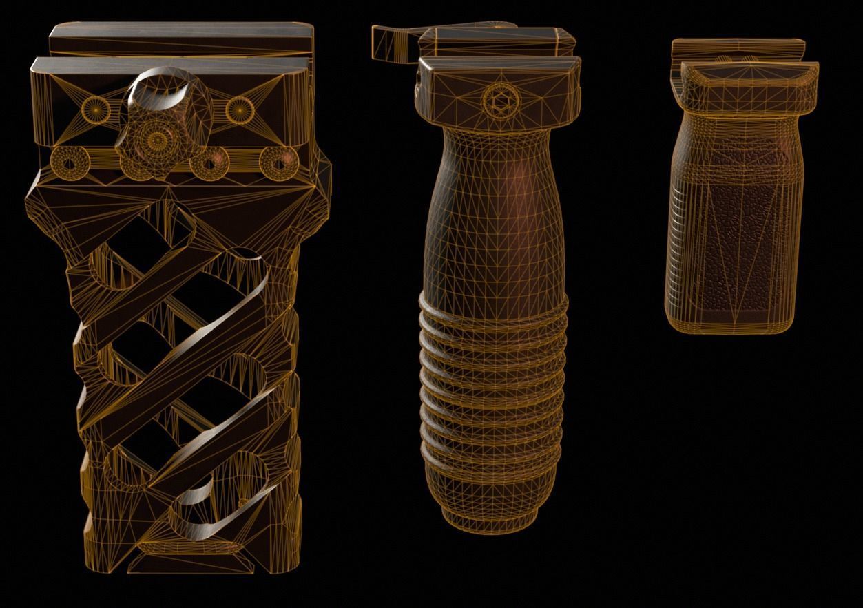 Weapon Foregrip Low-poly 3D model_16