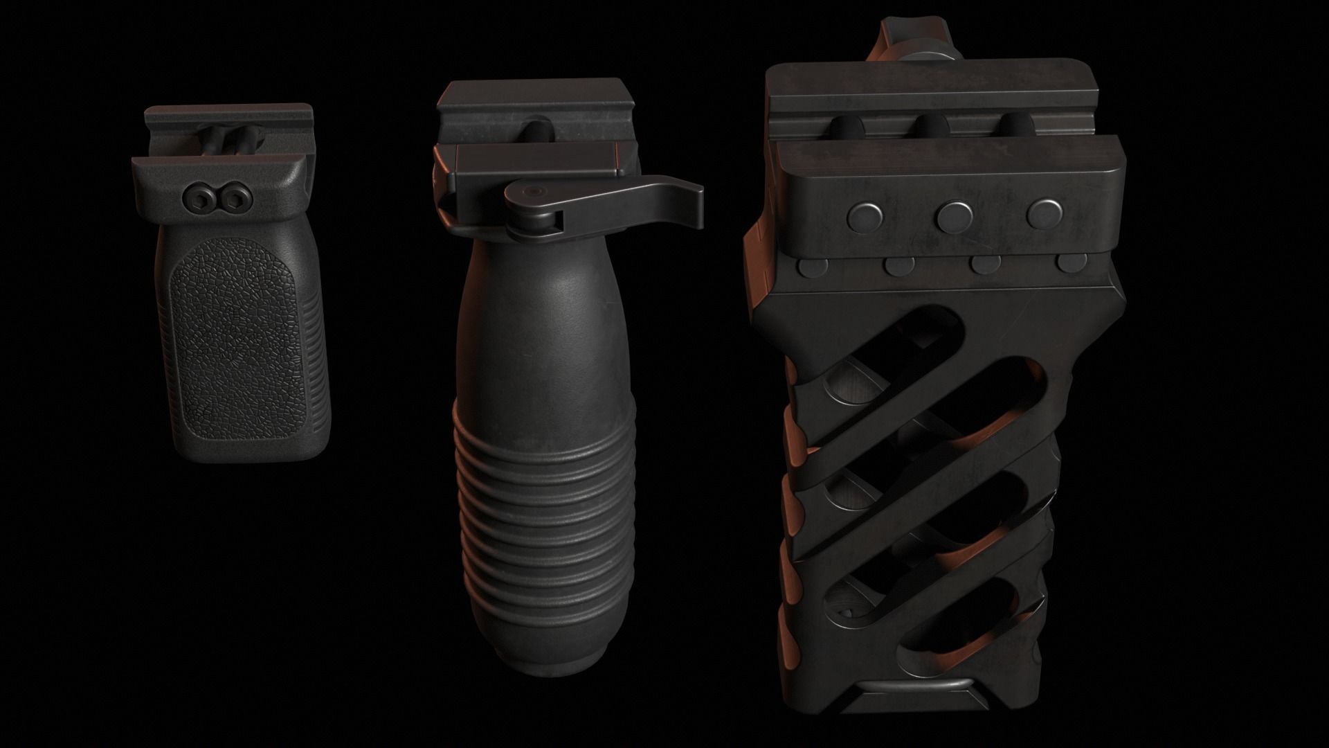 Weapon Foregrip Low-poly 3D model_14