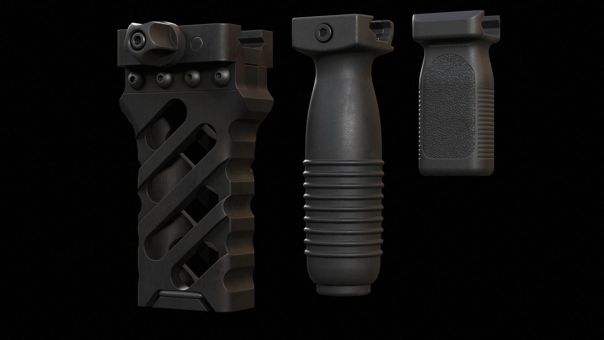 Weapon Foregrip Low-poly 3D model_4