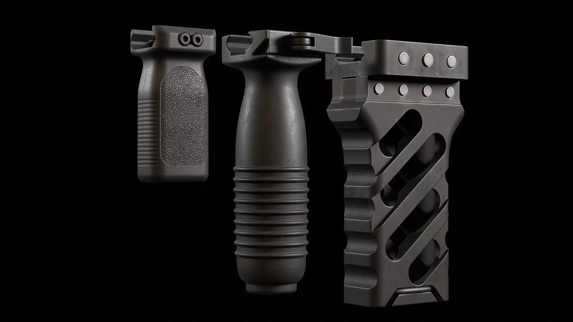 Weapon Foregrip Low-poly 3D model_0