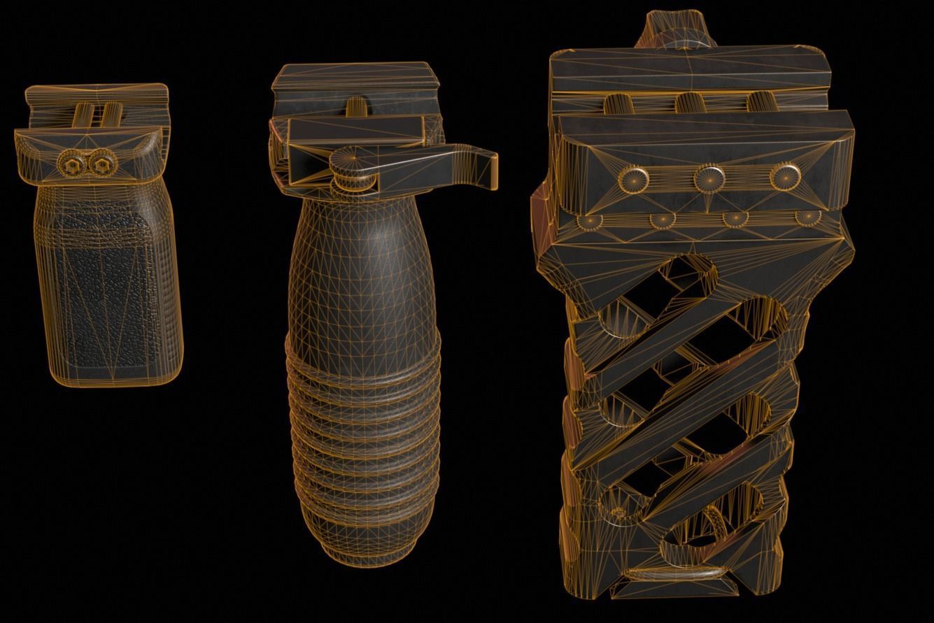 Weapon Foregrip Low-poly 3D model_15