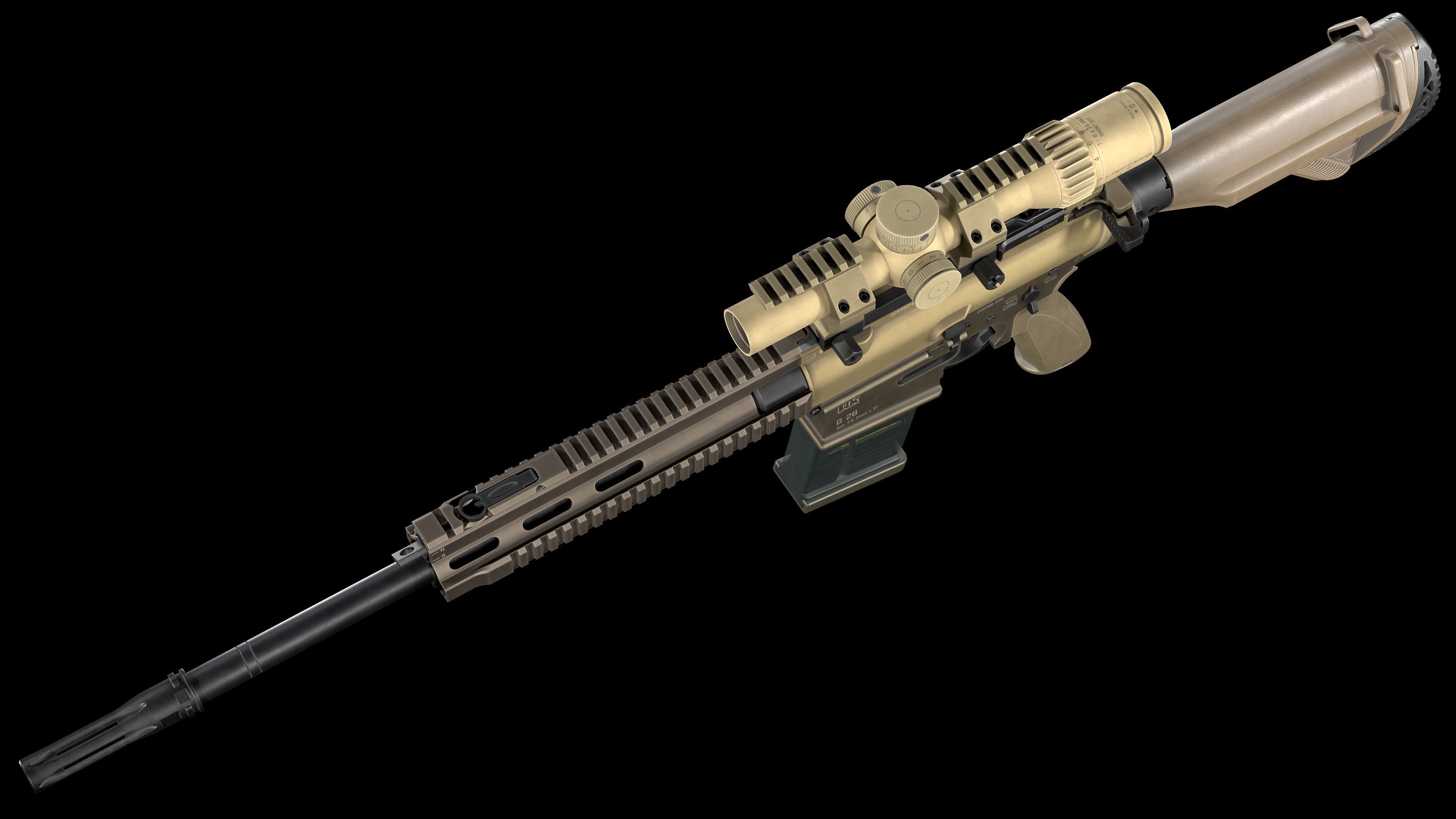 Tactical Modular Sniper Rifle HK G28 patrol Low-poly 3D model_10